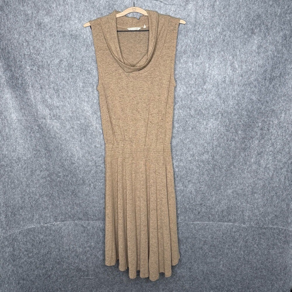 Soft Surroundings Kerry Knit Tan‎ Sleeveless Dress w/ Cowl Neck- Sz M